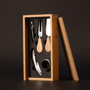 Set Wine - Amp Cheese "futrono" De Bamboo