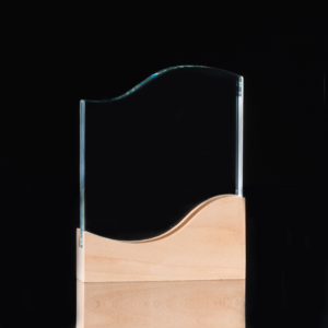 Trofeo Galvano De Madera Y Cristal "curve"